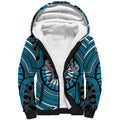 Port Adelaide Football Club Sherpa Hoodie Indigenous Monochrome Dot Art Mascot Style