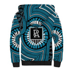 Port Adelaide Football Club Sherpa Hoodie Indigenous Monochrome Dot Art Mascot Style