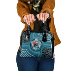 Port Adelaide Football Club Shoulder Handbag Indigenous Monochrome Dot Art Mascot Style