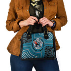 Port Adelaide Football Club Shoulder Handbag Indigenous Monochrome Dot Art Mascot Style