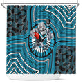 Port Adelaide Football Club Shower Curtain Indigenous Monochrome Dot Art Mascot Style