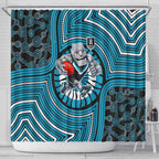 Port Adelaide Football Club Shower Curtain Indigenous Monochrome Dot Art Mascot Style