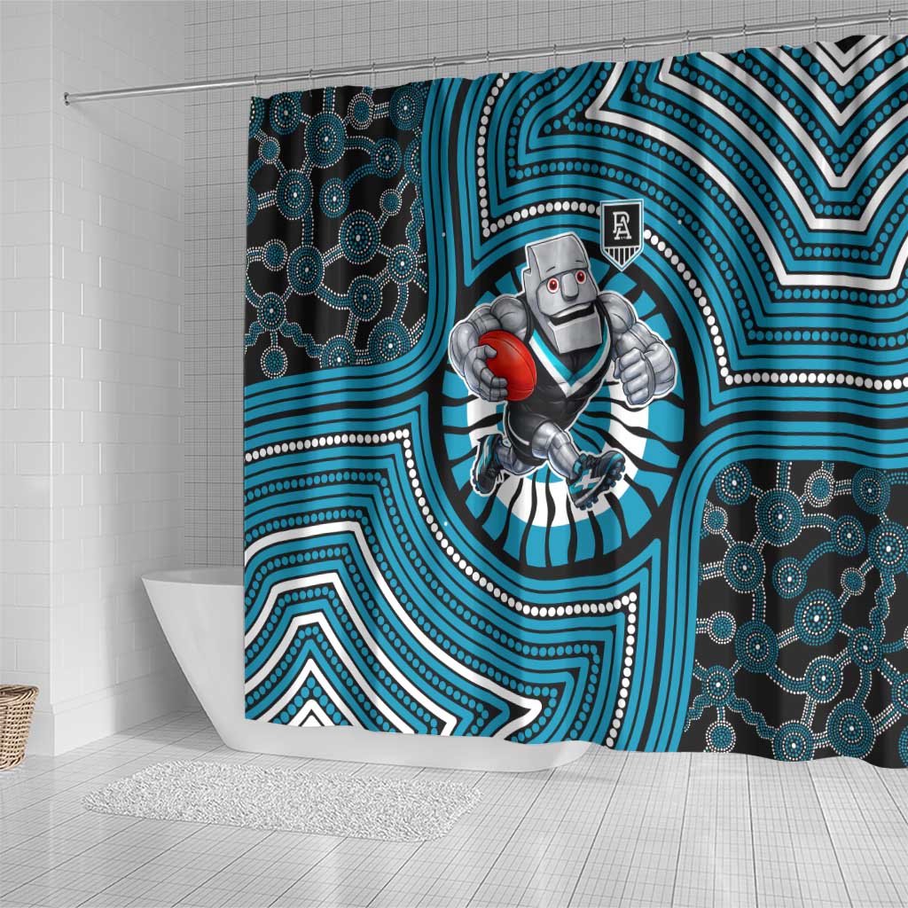 Port Adelaide Football Club Shower Curtain Indigenous Monochrome Dot Art Mascot Style