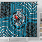 Port Adelaide Football Club Shower Curtain Indigenous Monochrome Dot Art Mascot Style