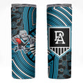 Port Adelaide Football Club Skinny Tumbler Indigenous Monochrome Dot Art Mascot Style