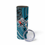 Port Adelaide Football Club Skinny Tumbler Indigenous Monochrome Dot Art Mascot Style