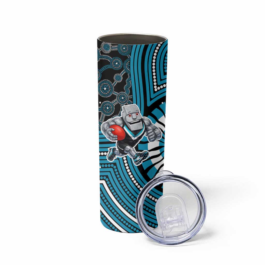 Port Adelaide Football Club Skinny Tumbler Indigenous Monochrome Dot Art Mascot Style