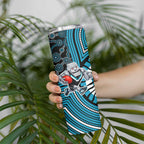 Port Adelaide Football Club Skinny Tumbler Indigenous Monochrome Dot Art Mascot Style