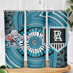 Port Adelaide Football Club Skinny Tumbler Indigenous Monochrome Dot Art Mascot Style