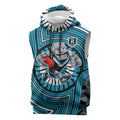 Port Adelaide Football Club Sleeveless Hoodie Indigenous Monochrome Dot Art Mascot Style