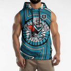 Port Adelaide Football Club Sleeveless Hoodie Indigenous Monochrome Dot Art Mascot Style