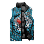 Port Adelaide Football Club Sleeveless Puffer Jacket Indigenous Monochrome Dot Art Mascot Style