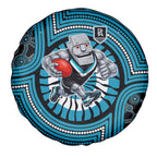 Port Adelaide Football Club Spare Tire Cover Indigenous Monochrome Dot Art Mascot Style