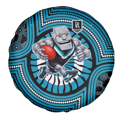 Port Adelaide Football Club Spare Tire Cover Indigenous Monochrome Dot Art Mascot Style