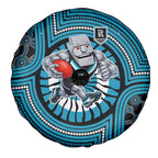 Port Adelaide Football Club Spare Tire Cover Indigenous Monochrome Dot Art Mascot Style