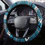Port Adelaide Football Club Steering Wheel Cover Indigenous Monochrome Dot Art Mascot Style