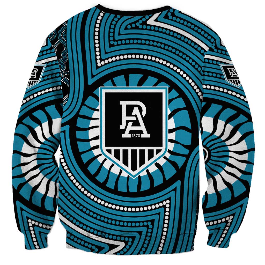 Port Adelaide Football Club Sweatshirt Indigenous Monochrome Dot Art Mascot Style