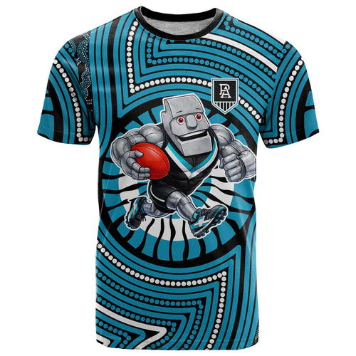 Port Adelaide Football Club T Shirt Indigenous Monochrome Dot Art Mascot Style