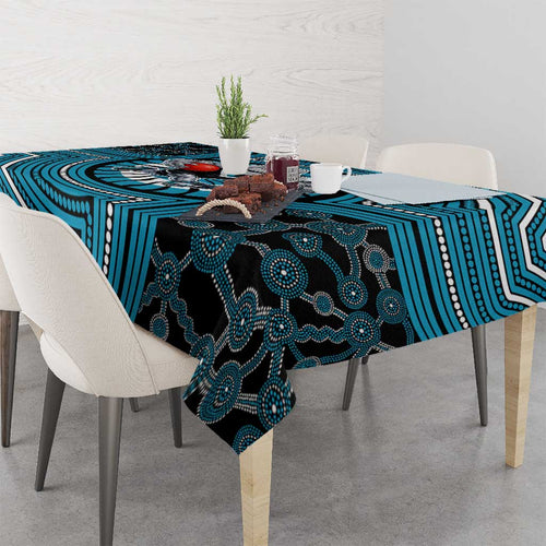 Port Adelaide Football Club Tablecloth Indigenous Monochrome Dot Art Mascot Style