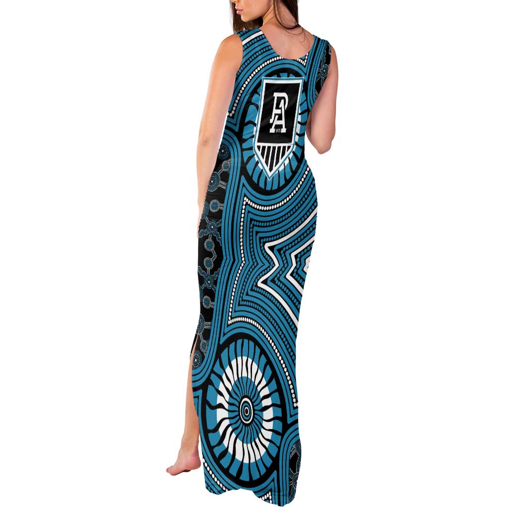 Port Adelaide Football Club Tank Maxi Dress Indigenous Monochrome Dot Art Mascot Style