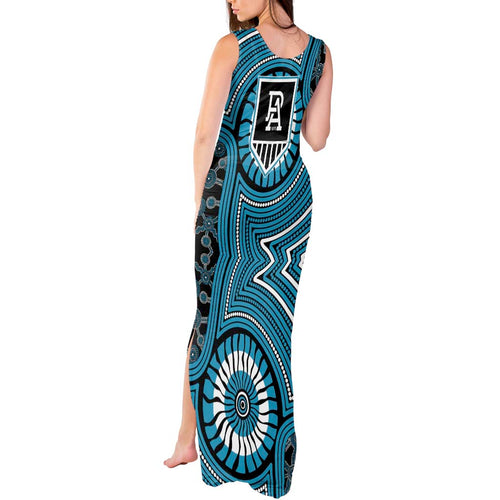 Port Adelaide Football Club Tank Maxi Dress Indigenous Monochrome Dot Art Mascot Style