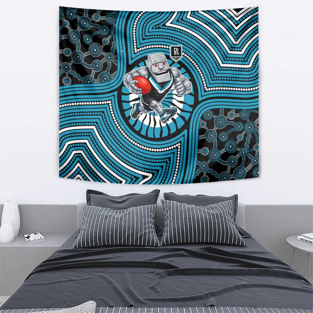 Port Adelaide Football Club Tapestry Indigenous Monochrome Dot Art Mascot Style