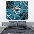 Port Adelaide Football Club Tapestry Indigenous Monochrome Dot Art Mascot Style