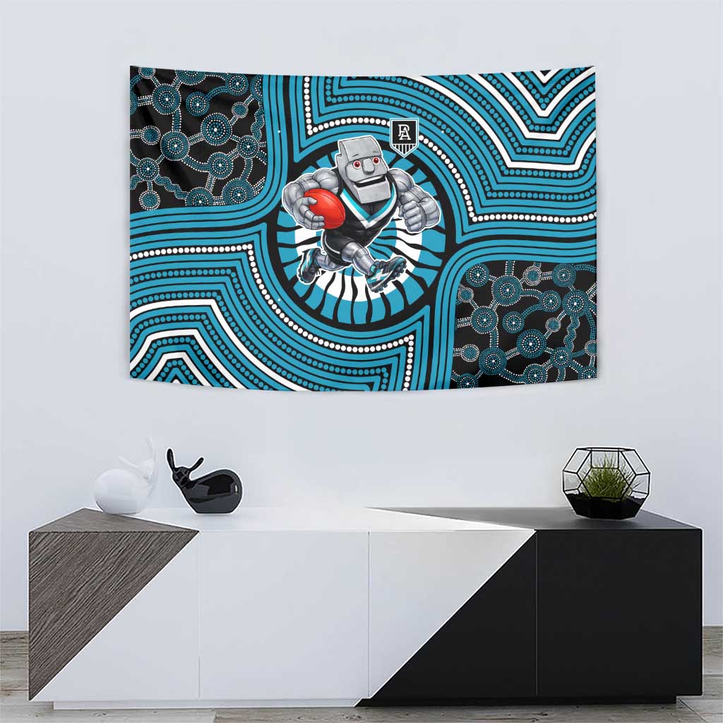 Port Adelaide Football Club Tapestry Indigenous Monochrome Dot Art Mascot Style
