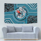 Port Adelaide Football Club Tapestry Indigenous Monochrome Dot Art Mascot Style