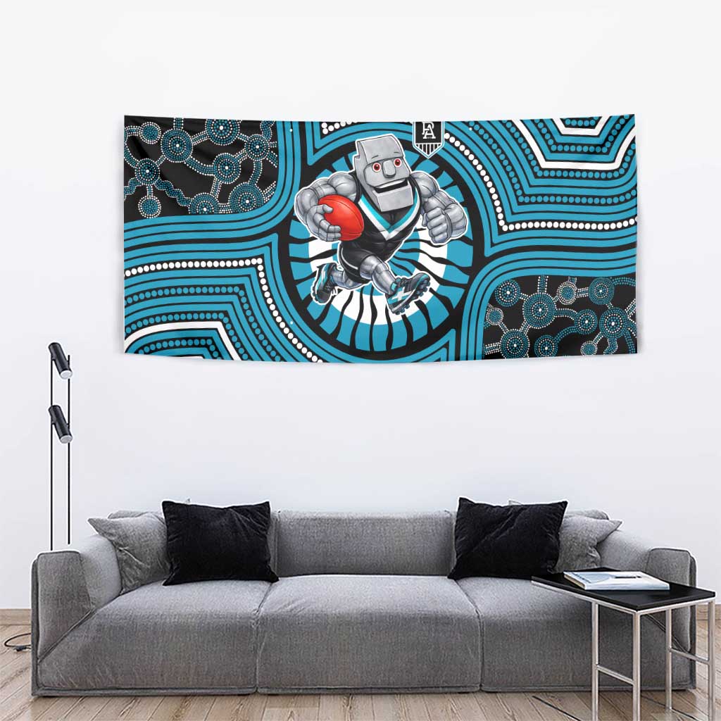 Port Adelaide Football Club Tapestry Indigenous Monochrome Dot Art Mascot Style