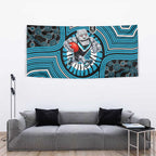 Port Adelaide Football Club Tapestry Indigenous Monochrome Dot Art Mascot Style