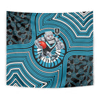 Port Adelaide Football Club Tapestry Indigenous Monochrome Dot Art Mascot Style