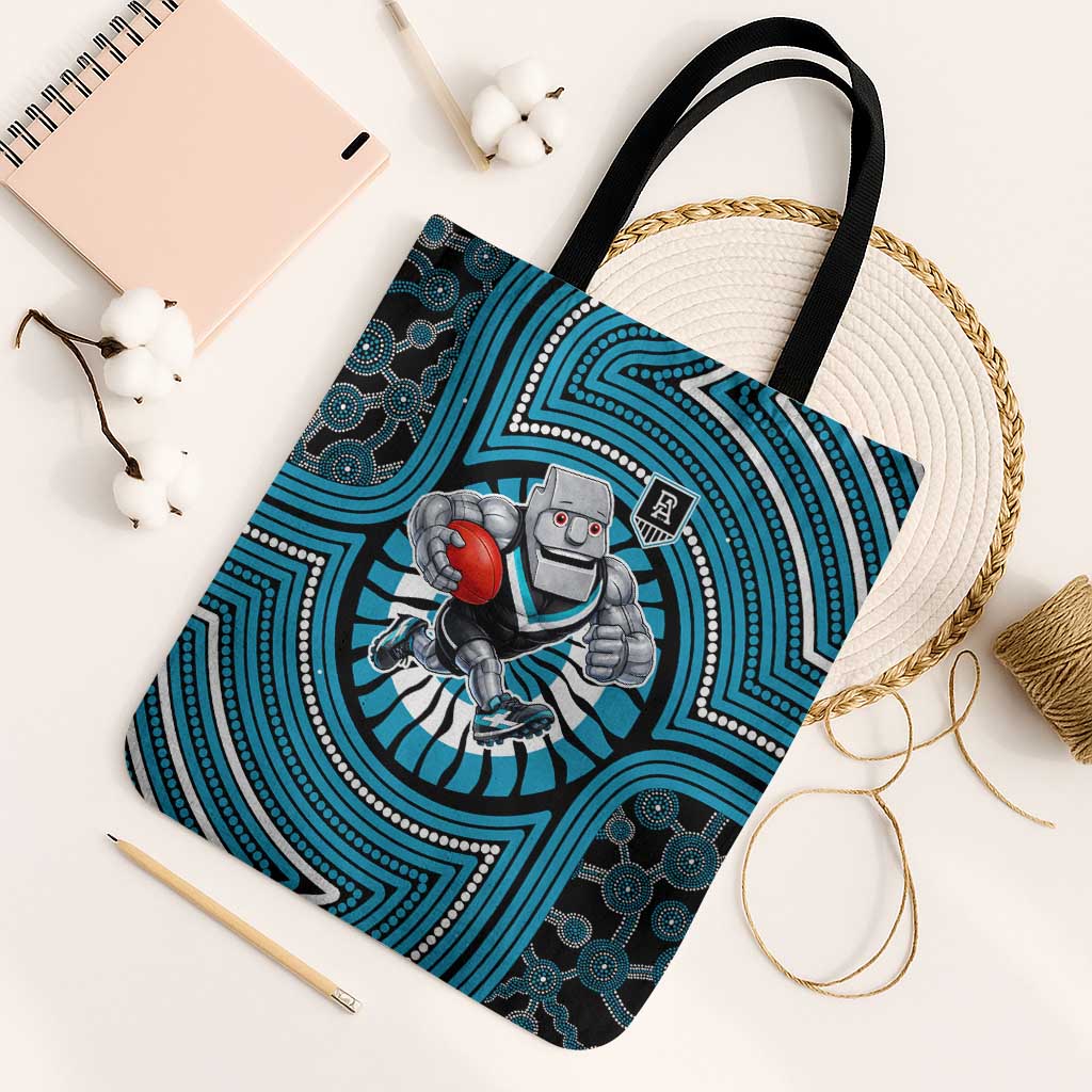 Port Adelaide Football Club Tote Bag Indigenous Monochrome Dot Art Mascot Style