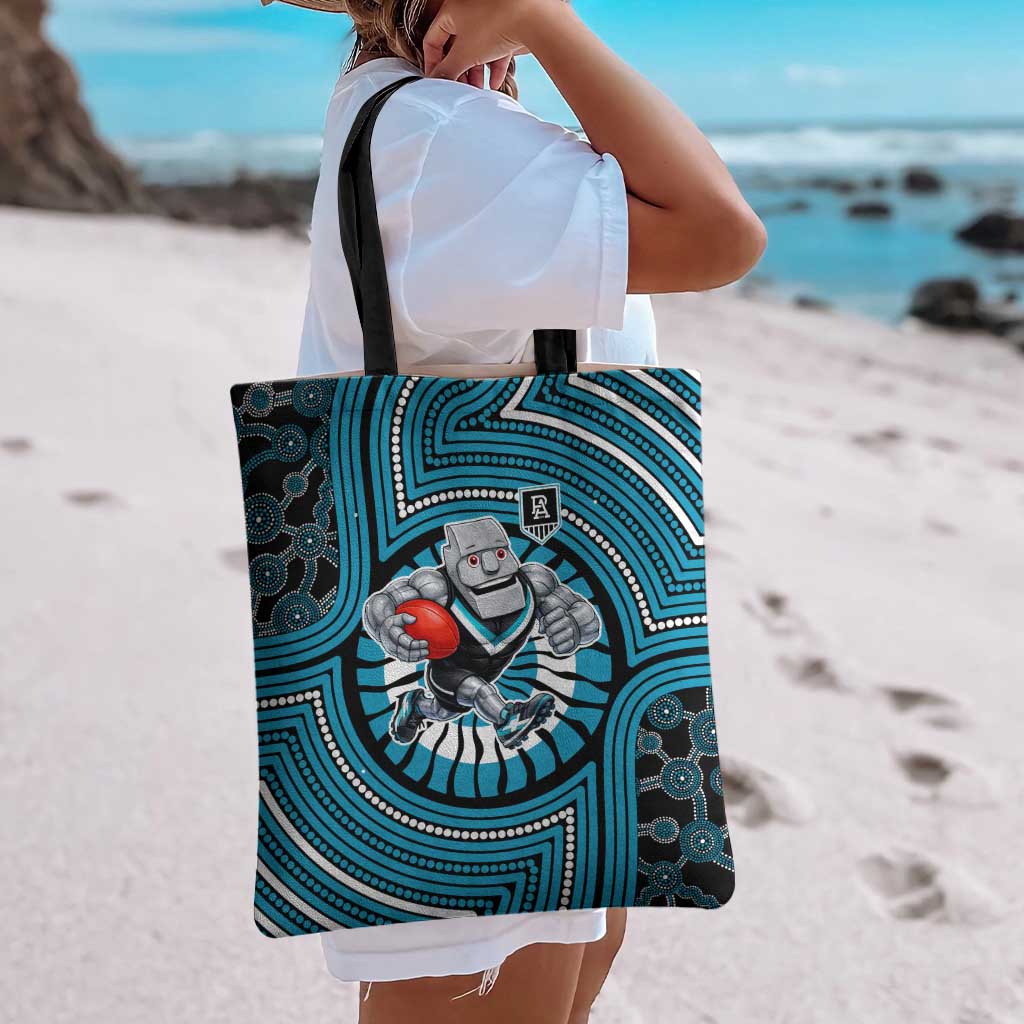 Port Adelaide Football Club Tote Bag Indigenous Monochrome Dot Art Mascot Style