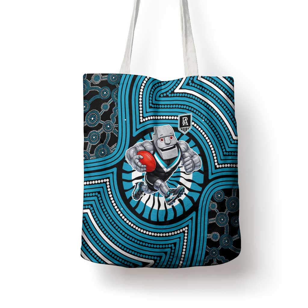 Port Adelaide Football Club Tote Bag Indigenous Monochrome Dot Art Mascot Style