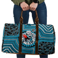 Port Adelaide Football Club Travel Bag Indigenous Monochrome Dot Art Mascot Style