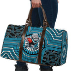 Port Adelaide Football Club Travel Bag Indigenous Monochrome Dot Art Mascot Style