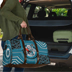 Port Adelaide Football Club Travel Bag Indigenous Monochrome Dot Art Mascot Style