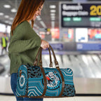 Port Adelaide Football Club Travel Bag Indigenous Monochrome Dot Art Mascot Style