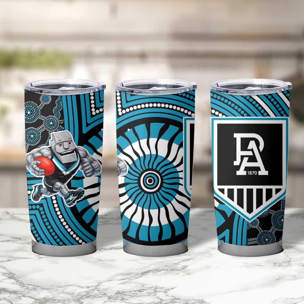 Port Adelaide Football Club Tumbler Cup Indigenous Monochrome Dot Art Mascot Style