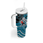 Port Adelaide Football Club Tumbler With Handle Indigenous Monochrome Dot Art Mascot Style
