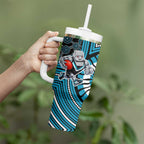 Port Adelaide Football Club Tumbler With Handle Indigenous Monochrome Dot Art Mascot Style