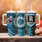 Port Adelaide Football Club Tumbler With Handle Indigenous Monochrome Dot Art Mascot Style