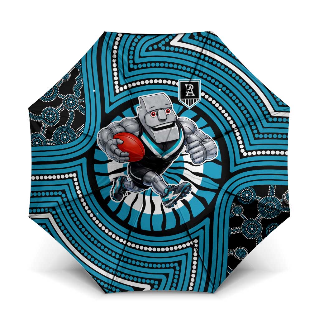 Port Adelaide Football Club Umbrella Indigenous Monochrome Dot Art Mascot Style
