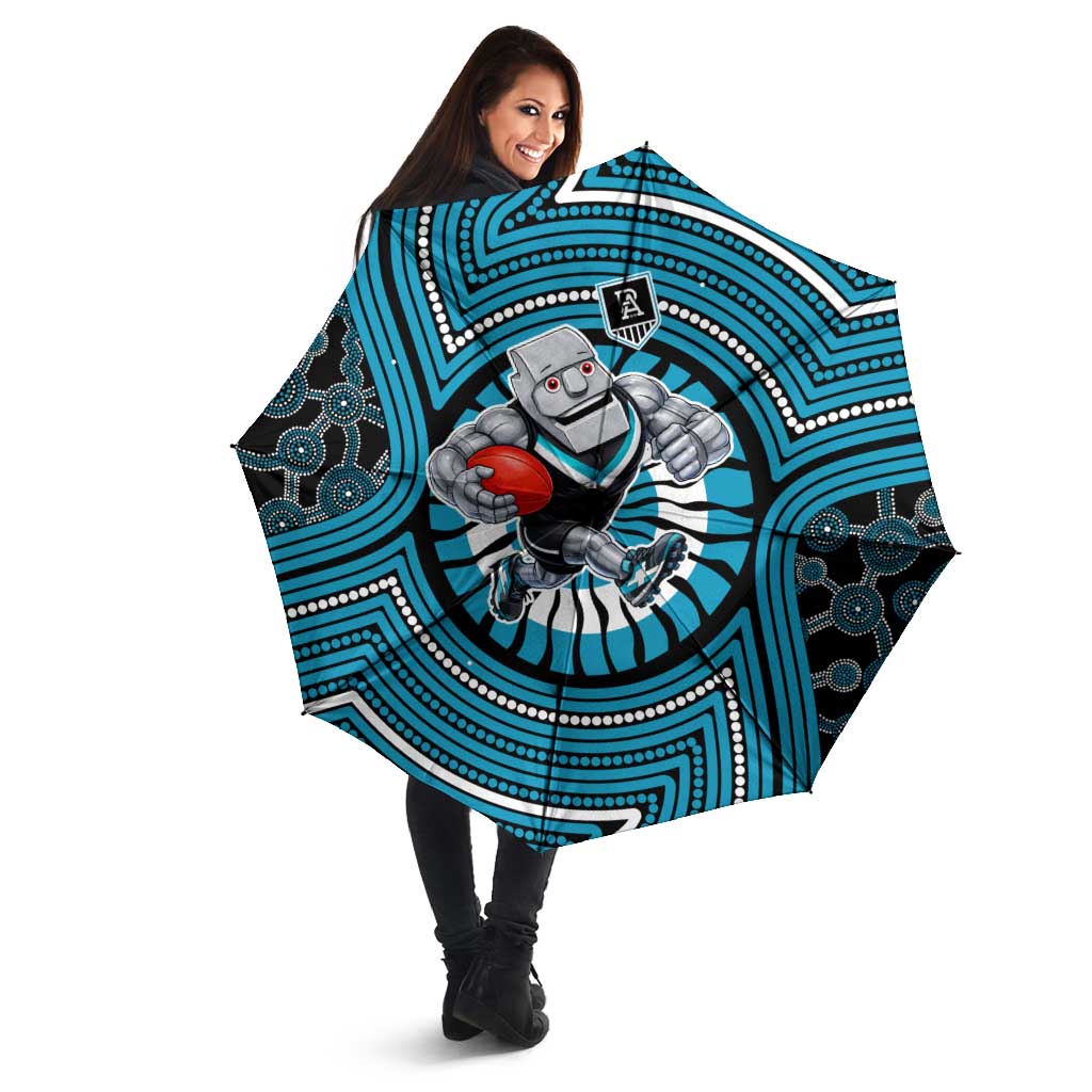 Port Adelaide Football Club Umbrella Indigenous Monochrome Dot Art Mascot Style