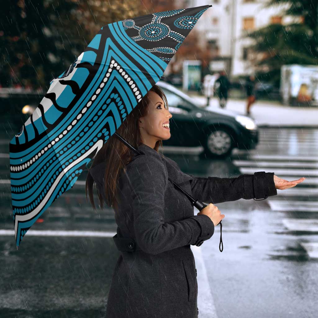 Port Adelaide Football Club Umbrella Indigenous Monochrome Dot Art Mascot Style