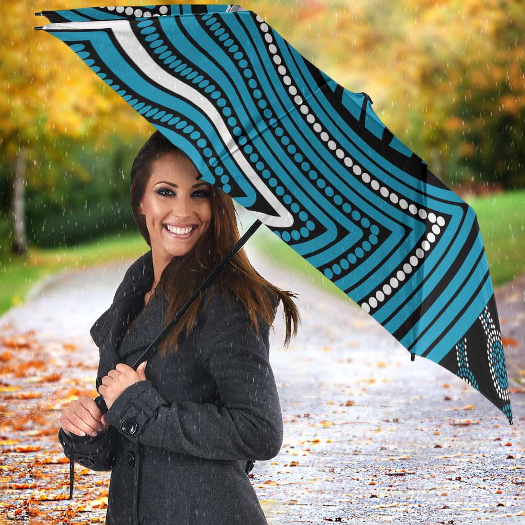 Port Adelaide Football Club Umbrella Indigenous Monochrome Dot Art Mascot Style