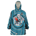 Port Adelaide Football Club Wearable Blanket Hoodie Indigenous Monochrome Dot Art Mascot Style