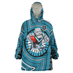 Port Adelaide Football Club Wearable Blanket Hoodie Indigenous Monochrome Dot Art Mascot Style