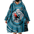 Port Adelaide Football Club Wearable Blanket Hoodie Indigenous Monochrome Dot Art Mascot Style